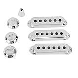 Комплект кришки синглів і ручки для електрогітари Fender Stratocaster Ibanes Shur LTD ESP хромові., фото 2