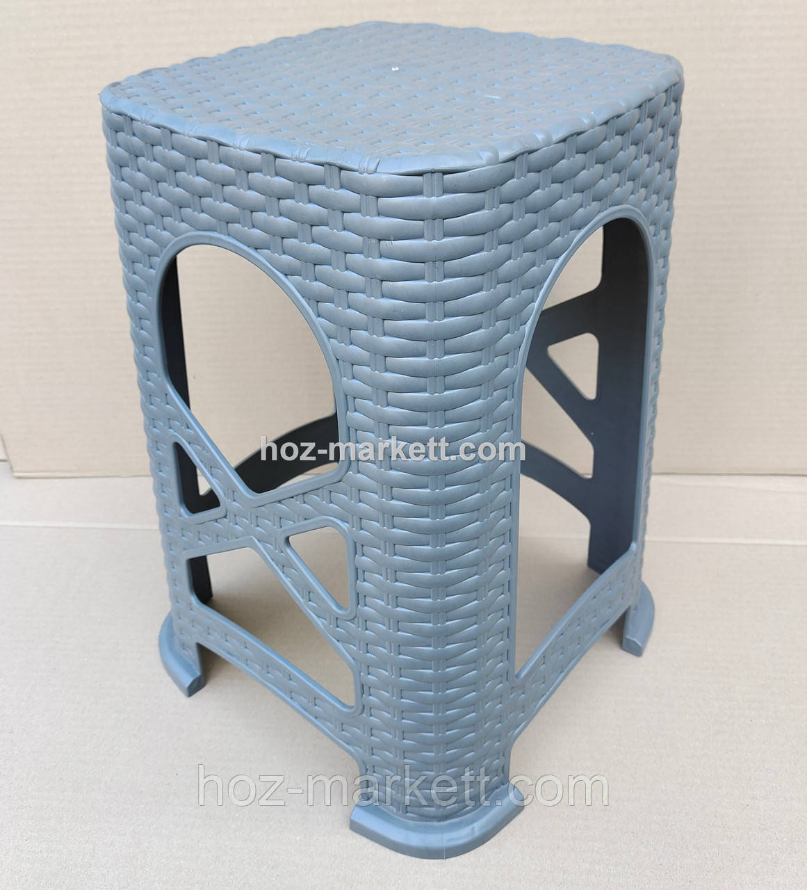 Табурет пластиковий ротанг сірий турція, фото 1