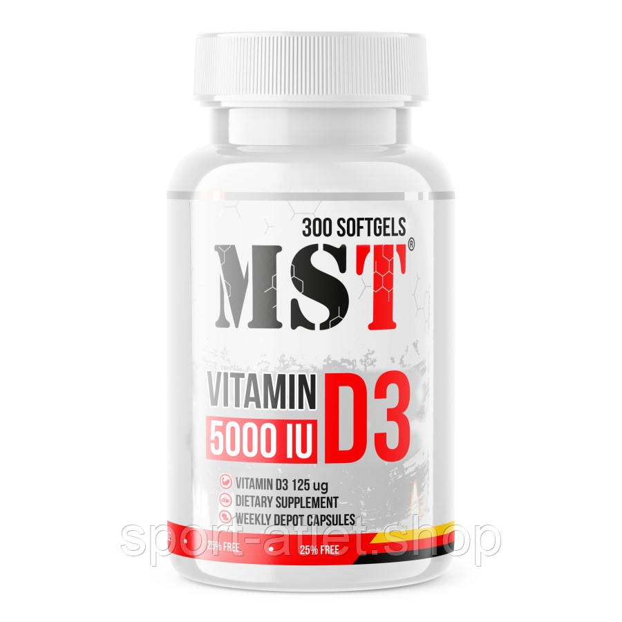 Вітаміни та мінерали MST Vitamin D3 5000 IU, 300 капсул