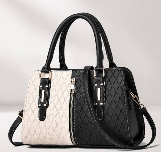Оригинальная женская сумка на плечо черно-белая комбинированная ...