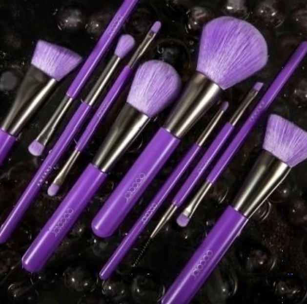 Набір пензлів для макіяжу N1002 Neon Purple (10 шт.)