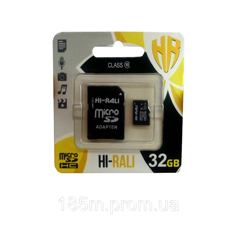 Карта пам'яті HI-RALI 32 ГБ Micro SD Класс 10 адаптер - фото 1 - id-p425800484