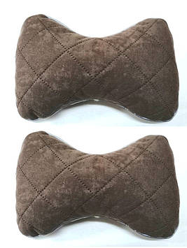 Подушка на підголівник 2 шт велюр темно-бежева (кава)