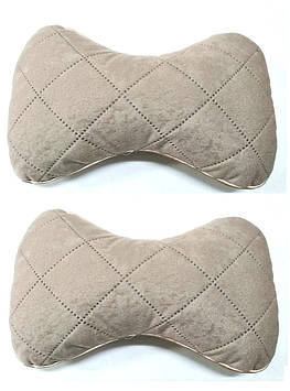 Подушка на підголівник 2 шт велюр світло-бежева