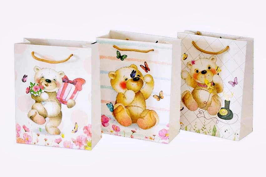 Пакет подарунковий Ведмедики 23х18х8 см 3542, фото 1