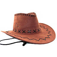 Шляпа Ковбоя коричневая Детская ткань замша S-1210