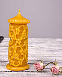Свічка воскова з натурального бджолиного воску "Квіти" Zigrivay (12х5см), фото 2