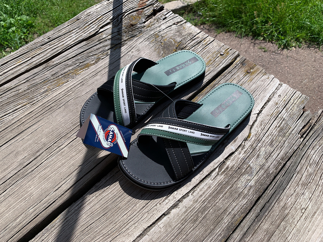 Чоловічі шльопанці SAHAB Сахаб Green Black зелене з чорним Оригінал