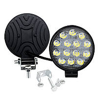 LED фара 42W кругла. 12-24V 6000K 14 діодів. (8.5*8.5*1.5 см) Світлодіодна лэд кругла фара