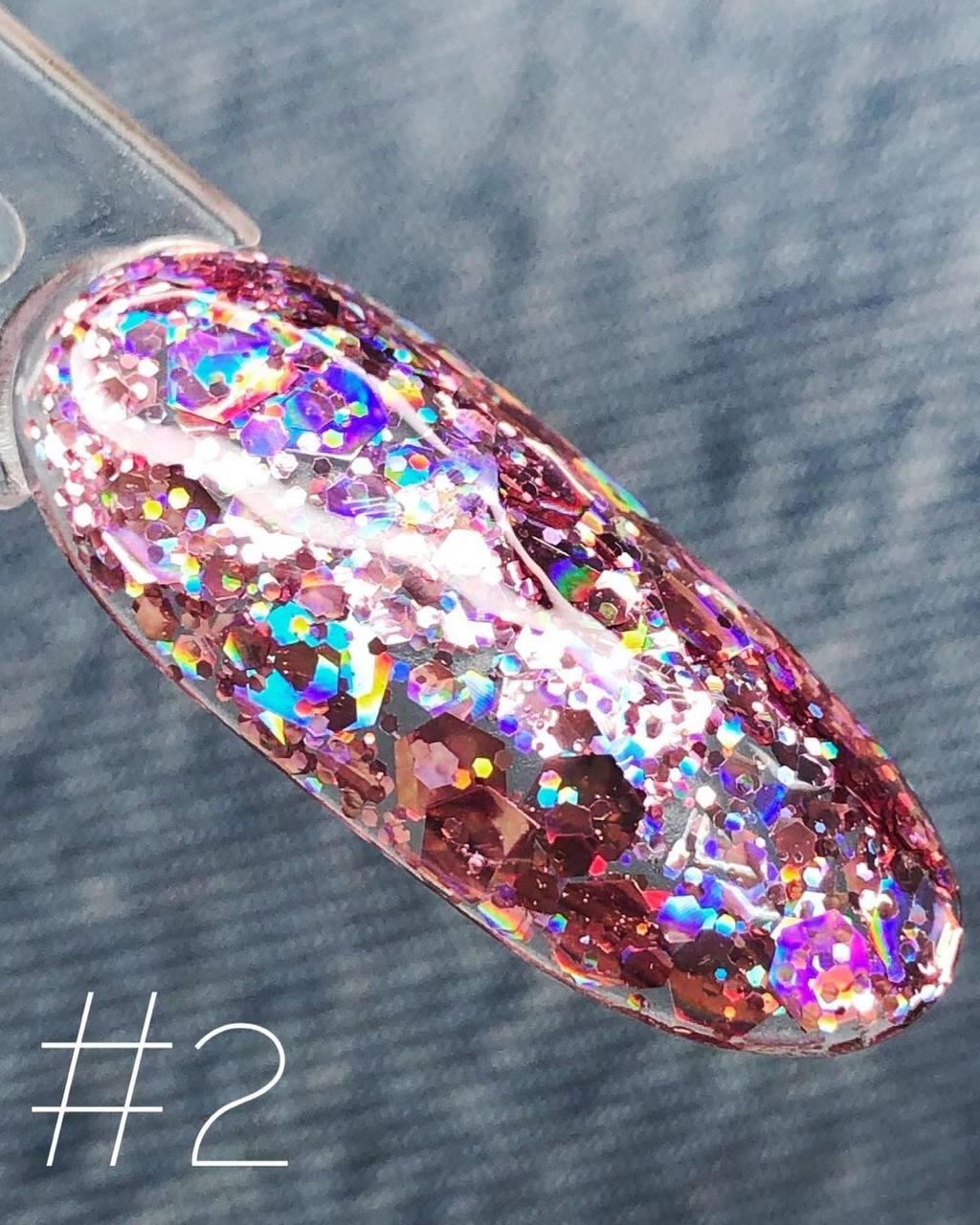 Гель-лак Saga Galaxy Glitter №6 8 мл - Глиттерный гель с брокатом, разноцветными блестками для дизайна ногтей - фото 9 - id-p1430372151