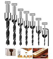 Сверло-зенкер, набор сверл из 7 шт. с зенкером. Сверла в потай. Сверления одним действием, Зенковка