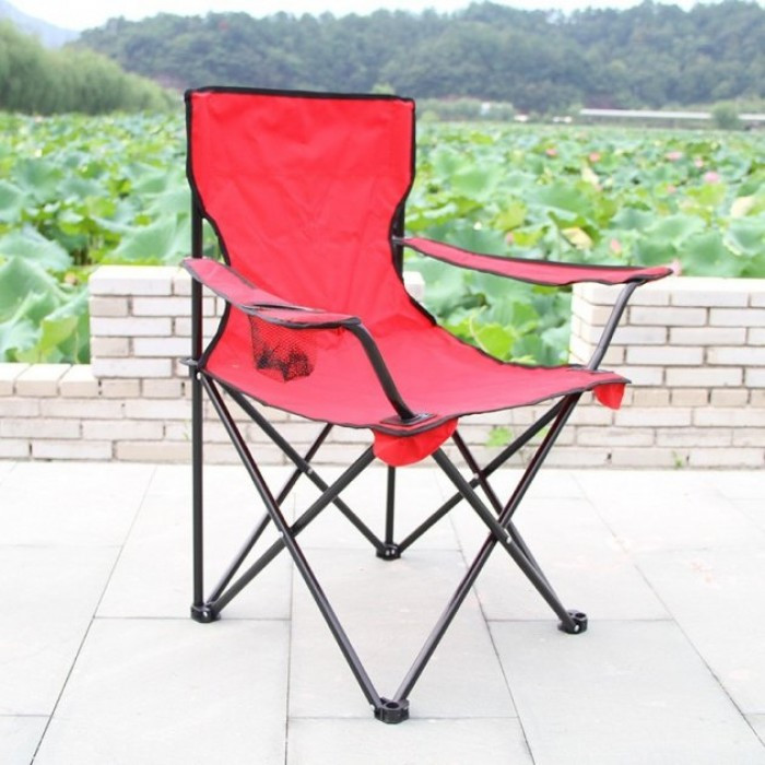 Стілець розкладний зі спинкою Camping quad chair HX 001 з підсклянником Червоний