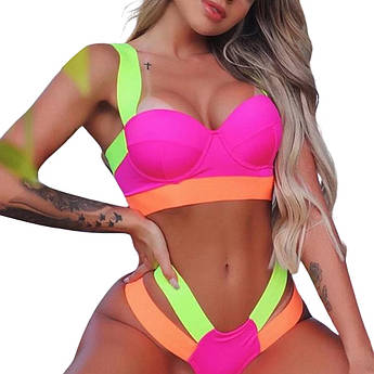 Неоновий яскравий купальник із пушапом. Новинка 2024!!!  S M L