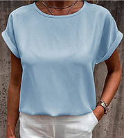 Ніжно-блакитна жіноча футболка для літа із софту 42-52р