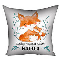 Габардинова подушка з принтом для декору Найкраща у світі матуся (3P_21M003)