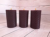 Набір темно-фіолетових воскових свічок з кольорової вощини Zigrivay (8,5х4,5см) 3 шт (11032), фото 2