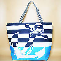Сумка для пляжу з якорем Літня тканинна блакитна в морському стилі сумка-шоппер жіноча через плече