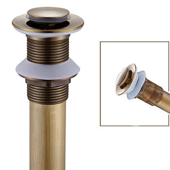 Донний клапан без переливу для раковини Click Clack Bronze (34018) DMA