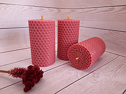 Набір рожевих воскових свічок з кольорової вощини Zigrivay (8,5х4,5см) 3 шт (11034)