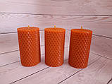 Набір помаранчевих воскових свічок з кольорової вощини Zigrivay (8,5х4,5см) 3 шт (11035), фото 2