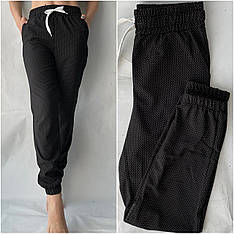 Жіночі літні штани, софт No117 чорний у горошок