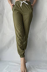 Батальні жіночі літні штани, софт No117 хакі в горошок