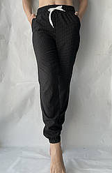 Батальні літні штани, софт No117 чорний у горошок