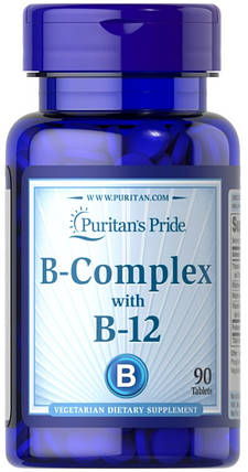 Комплекс вітамінів групи Б Puritan's Pride Vitamin B-Complex And Vitamin B-12 90 таб, фото 1