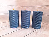 Набір воскових свічок з кольорової вощини синього кольору Zigrivay (8,5х4,5см) 3 шт (11044), фото 2