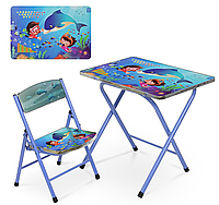 Детский столик со стульчиком Bambi A19-dolphin синий складной**