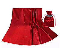 Набор скатерть с вышивкой Знаки зодиака и мешочек для карт, рун ( Красный )