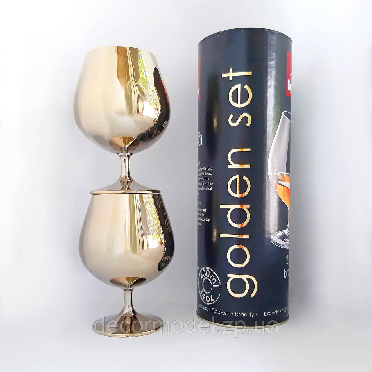 Набір келихів для бренді 2570/0/400 Rona Golden Set 400 мл тубус золото