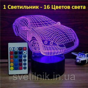 3D Світильник, "Автомобіль", Цікаві подарунки дітям, Подарунки на день народження для хлопчиків