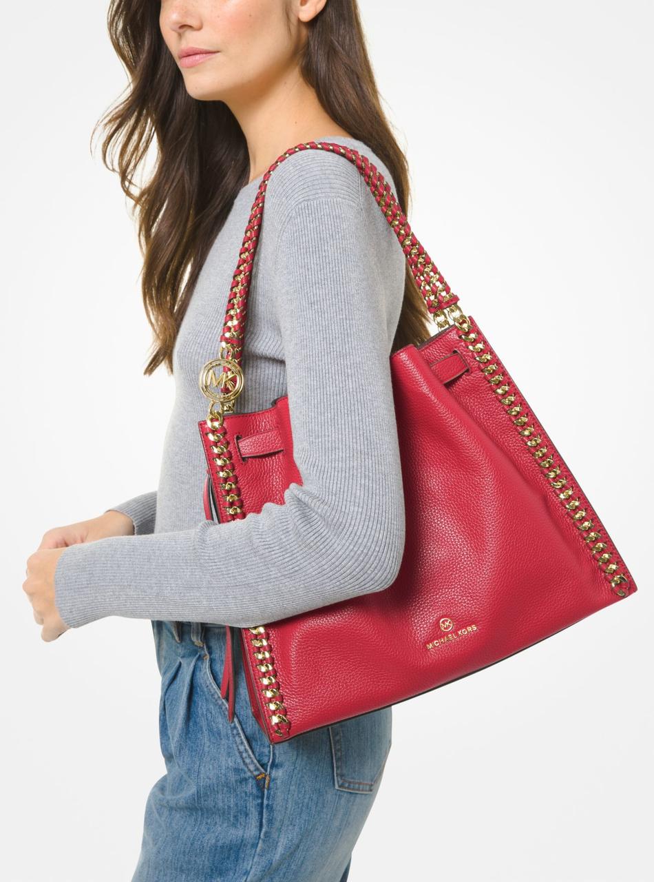 Сумка Michael Kors Mina Large Pebbled Leather Shoulder Bag Bright Red (30S1G4ME3L), фото 1
