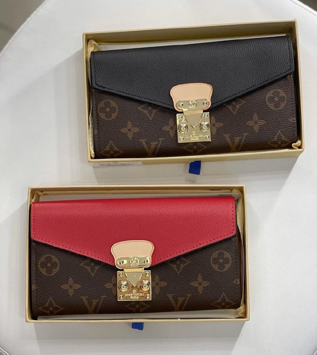 Кожаный кошелек Louis Vuitton Луи в коробке Черный и Красный, кошельки ...