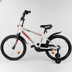 Велосипед на зростання 120-140 см, 20 дюймів, білий (дод. колеса, сталеві диски, на 6-9 років) CORSO N 2866