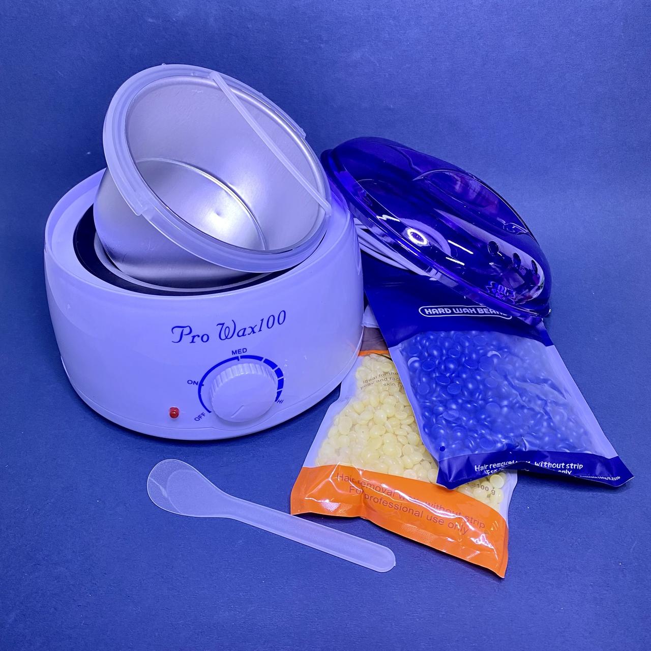Набір для депіляції з воскоплавом Pro-wax 100 рожевий і 4 воску