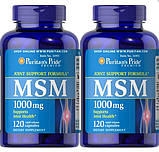 Для суглобів і зв'язок МСМ Puritan's Pride MSM 1000 mg 120 капсул Метилсульфонілметан, фото 6