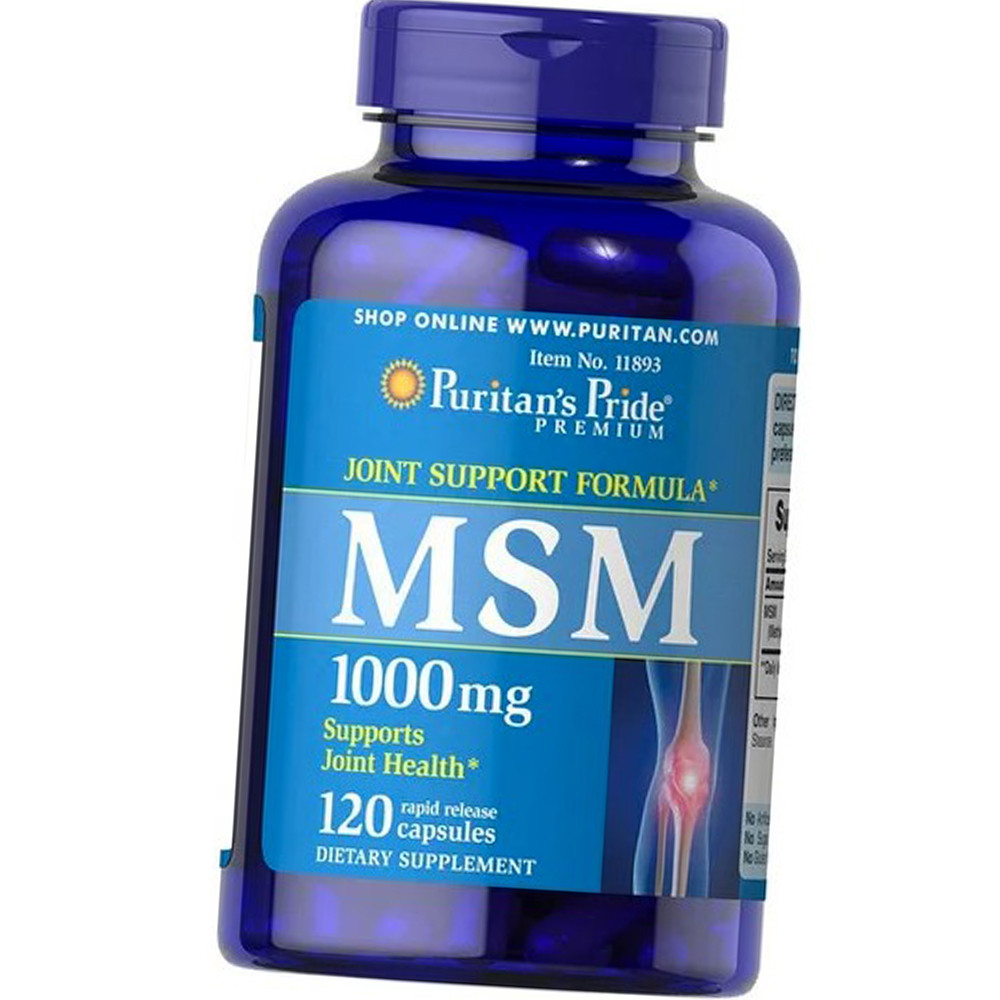 Для суглобів і зв'язок МСМ Puritan's Pride MSM 1000 mg 120 капсул Метилсульфонілметан