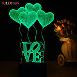 3D Світильник, "LOVE", Оригінальні подарунки коханому, Прикольні подарунки на новий рік, фото 4