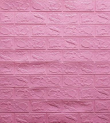 3Д панель під цеглу самоклеюча 70*77*0,3 см шпалери 3D самоклейка рожевий, фото 1