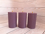 Набір воскових свічок з кольорової вощини лавандового кольору Zigrivay (8,5х4,5см) 3 шт (11046), фото 2