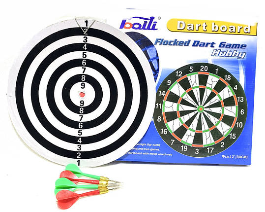 Мішень для гри в дартс із флока Baili 12in Flocked (d-30 см, у комплекті 4 дротики 6g), фото 2