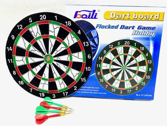 Мішень для гри в дартс із флока Baili 12in Flocked (d-30 см, у комплекті 4 дротики 6g), фото 3