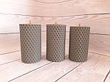 Набір воскових свічок з вощини сірого кольору Zigrivay (8,5х4,5см) 3 шт (11050), фото 2
