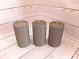 Набір воскових свічок з вощини сірого кольору Zigrivay (8,5х4,5см) 3 шт (11050), фото 3