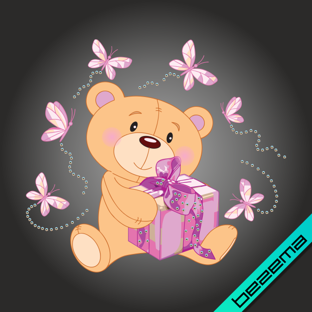 Термопринт на слипоны,сникерсы Мишка с подарком