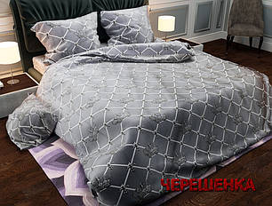 Тканина для постільної білизни Бязь "Gold" Lux GL3825R (50м) сіра з коронами, фото 1