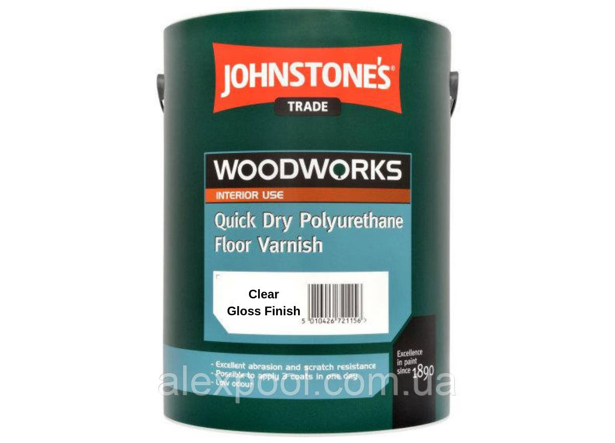 Johnstones Quick Dry Polyurethane Floor Varnish Gloss швидкосохнучий лак для підлоги 5 л