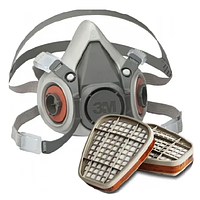 Полумаска респиратор 3М 6200 для покрасочных работ с угольными фильтрами 6001CH А1, Защитная маска 3M 6200